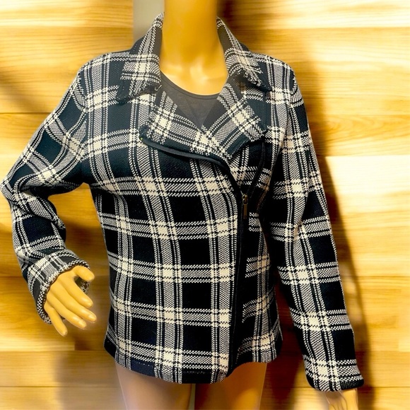 Chaps black & off white full zipper jacket, size Large - Picture 1 of 5